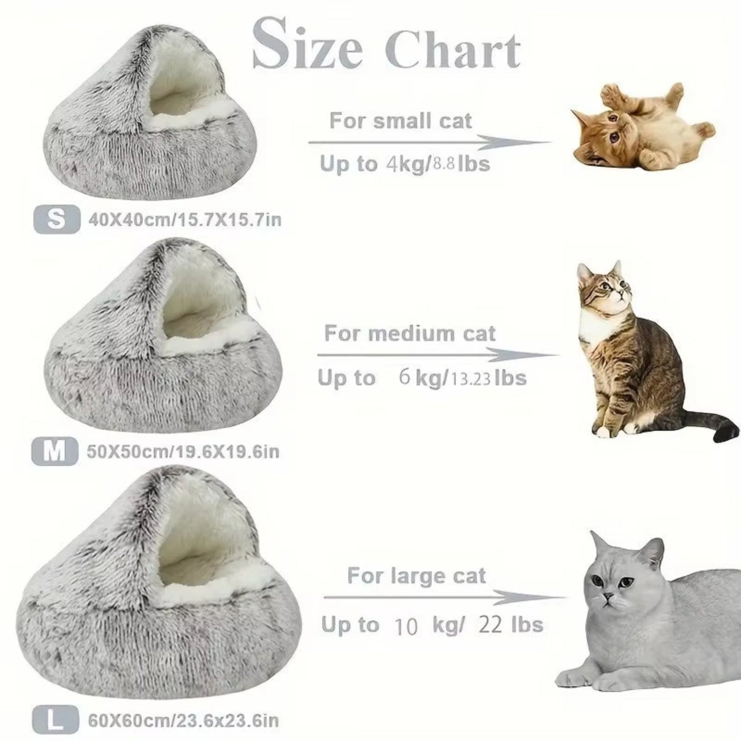 Winter Plush Round Cat Bed and 2-in-1 Warm Pet Sleep Bag for Small Dogs and Cats