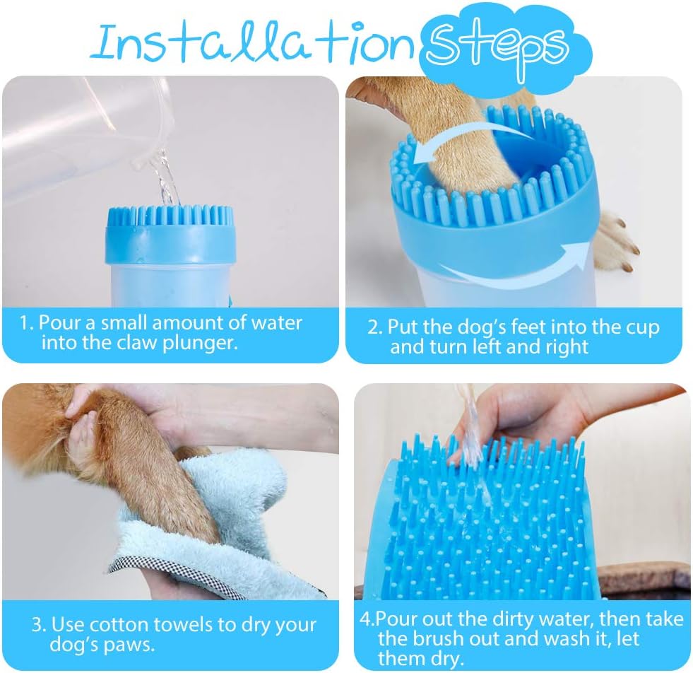 Portable Dog Paw Cleaner Upgrade Dog Paw Washer Cup Paw Cleaner for Large Dogs (Large,Blue)