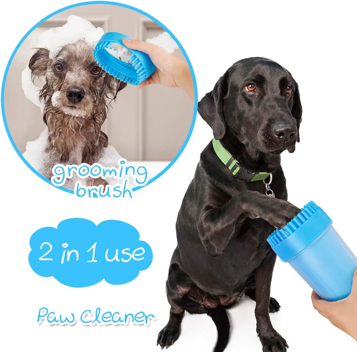 Portable Dog Paw Cleaner Upgrade Dog Paw Washer Cup Paw Cleaner for Large Dogs (Large,Blue)