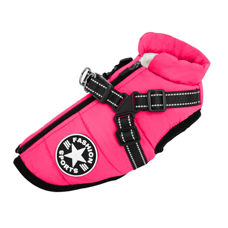 Winter Warm Large Pet Dog Jacket with Harness Waterproof Big Dog Coat for Labrador Chihuahua French Bulldog Outdoor Dog Clothes