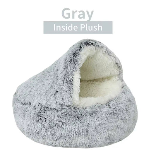 Winter Plush Round Cat Bed and 2-in-1 Warm Pet Sleep Bag for Small Dogs and Cats
