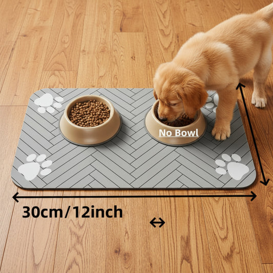 Tapete absorbente impermeable para comida de mascotas.