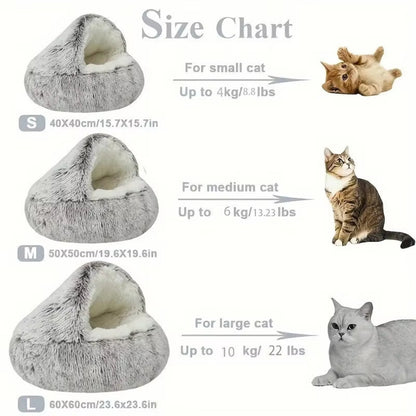 Winter Plush Round Cat Bed and 2-in-1 Warm Pet Sleep Bag for Small Dogs and Cats
