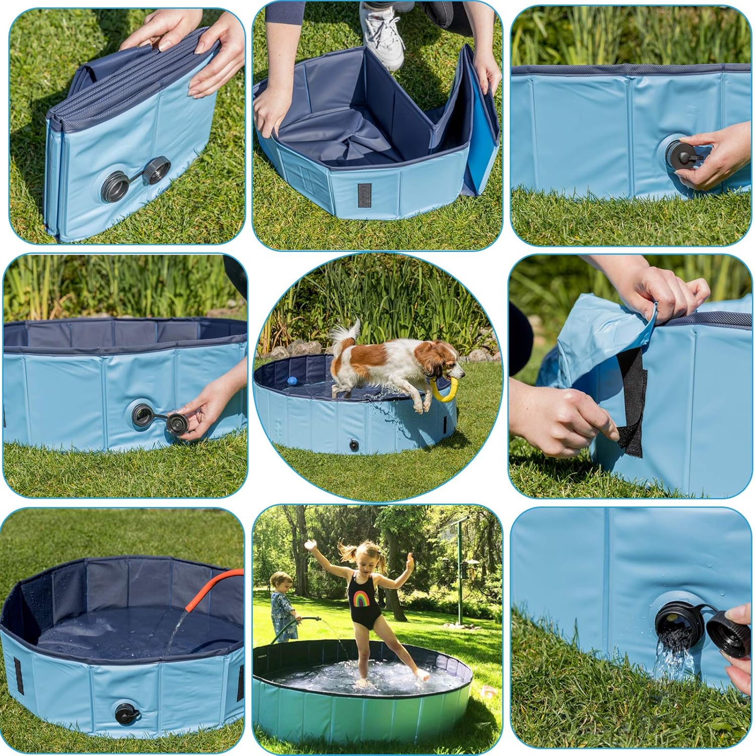 Dog Pool Foldable Pet Outdoor Swimming Pool Collapsible Anti-Slip Hard PVC Pet Paddling Bathtub for Large and Xtra Large Dogs, Kids, Pets((63'' * 12'')/(160Cm X 30Cm))