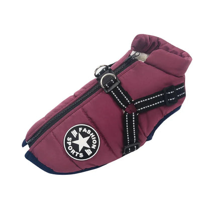 Winter Warm Large Pet Dog Jacket with Harness Waterproof Big Dog Coat for Labrador Chihuahua French Bulldog Outdoor Dog Clothes
