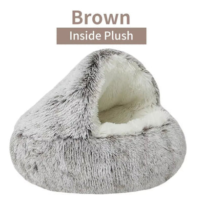 Winter Plush Round Cat Bed and 2-in-1 Warm Pet Sleep Bag for Small Dogs and Cats
